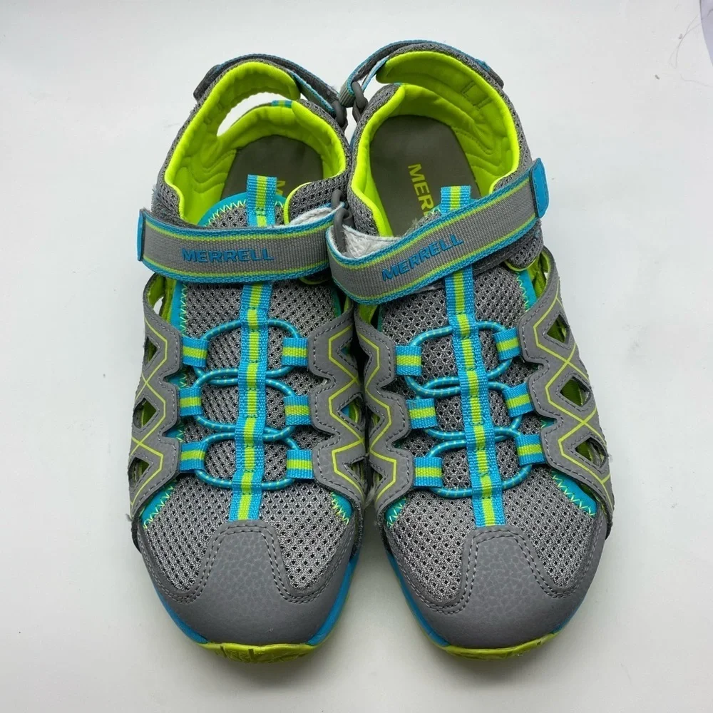 Merrell Hydro Quench Grey/Turquoise Leather/Mesh Outdoor Shoes Youth Kids US 5 M